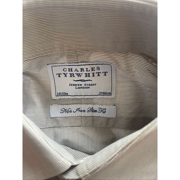 Charles Tyrwhitt Dress Shirt Non Iron Slim Fit Men’s Size 14 1/2 / 33 - Picture 2 of 4